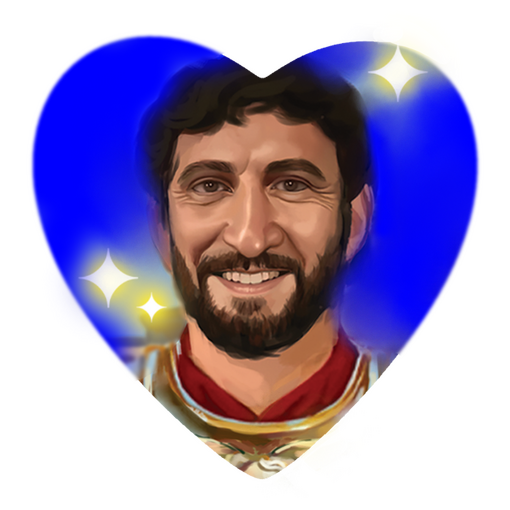 Emperor Hadrian heart shaped locket photo smiling and sparkling in the sunshine